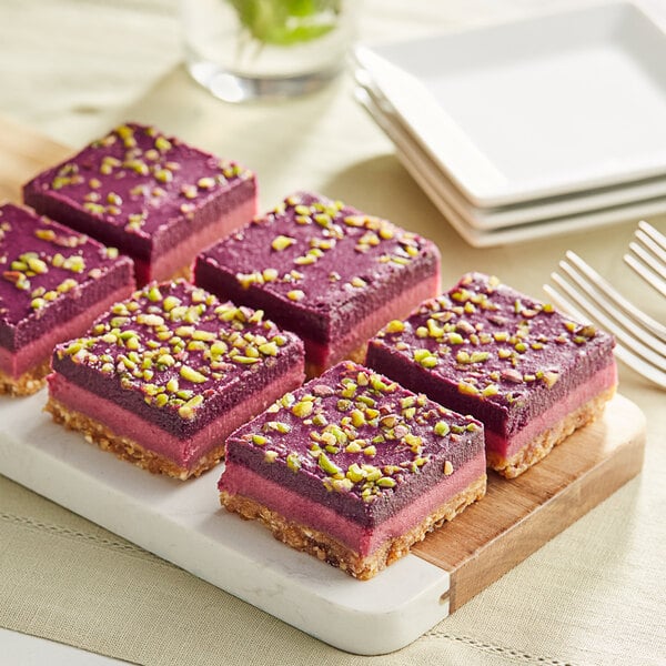 Plant-Based Vegan Raspberry and Blueberry Raw Cake Square
